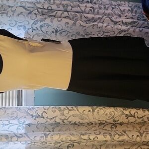 Lauren ralph lauren cream & black fitted top, flare bottom size 12 dress